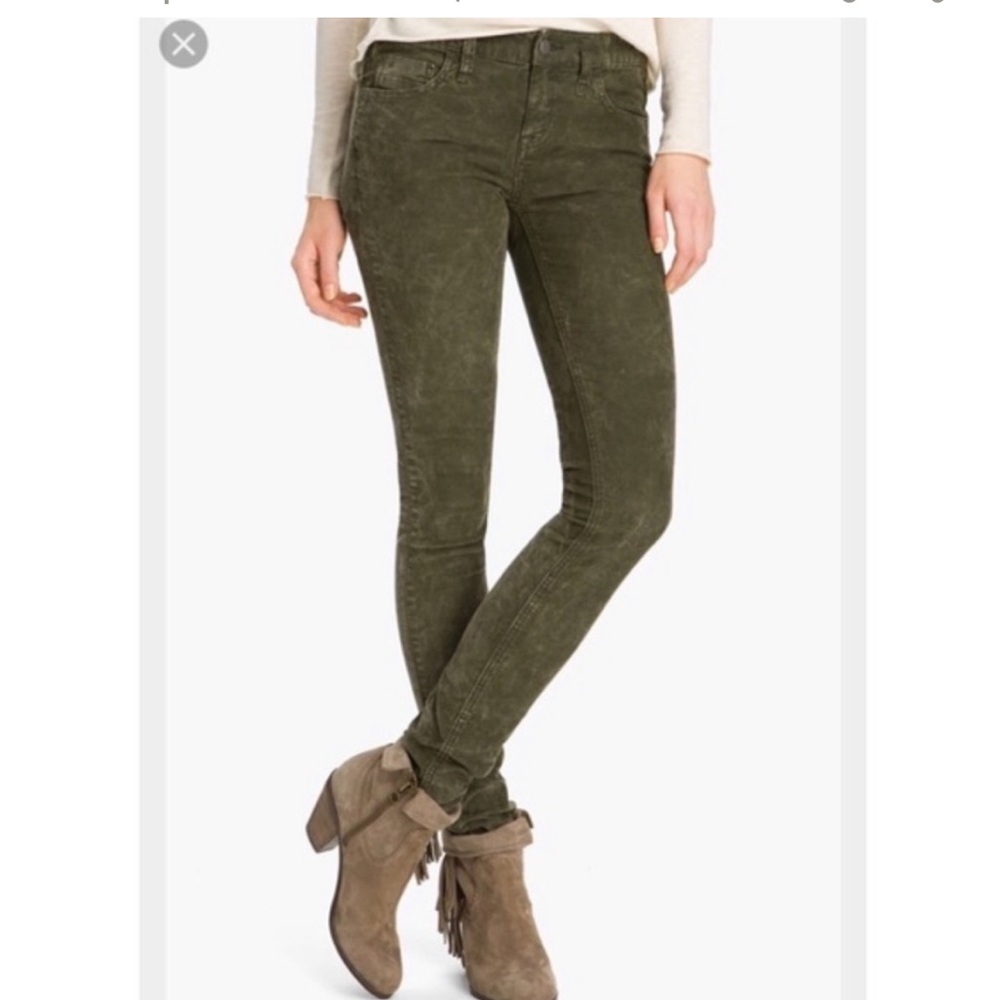 Free People Corduroy Black Olive Skinny Jeans Nwt